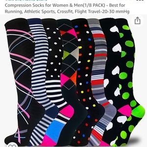 8 pairs of compression socks.